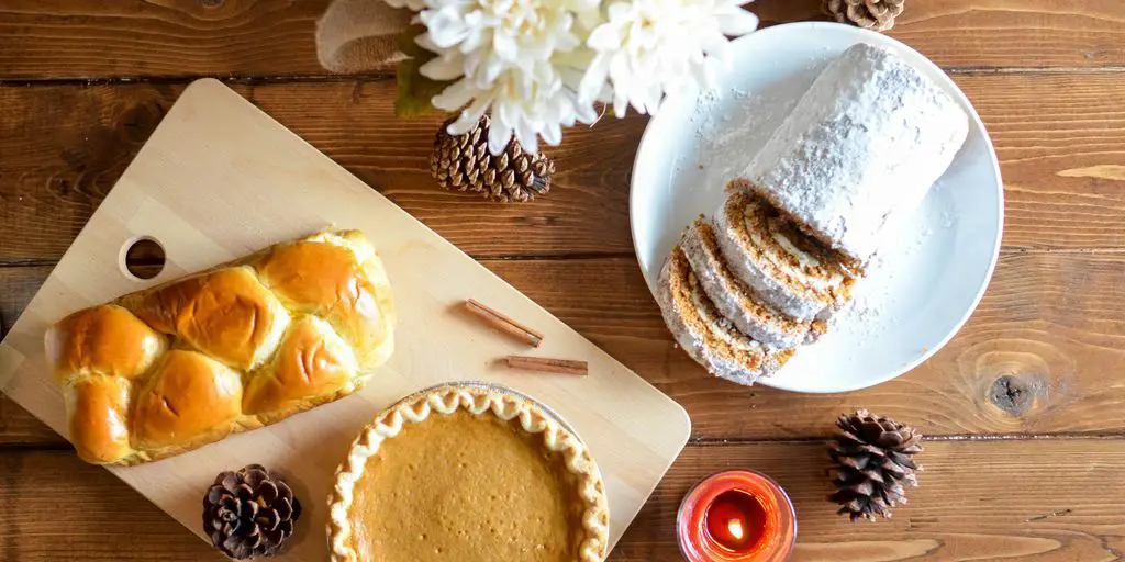 cake pie beside pine cones